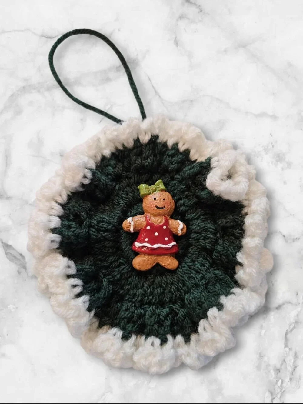Crochet Christmas Wreath Ornaments with Gingerbread Boy & Girl – Handmade